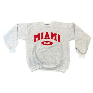 VINTAGE Champion Miami University Dad RedHawks Sweatshirt Medium Gray EUC